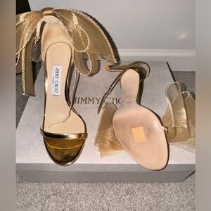 Jimmy Choo averly heels sandals in gold. Excellent condition